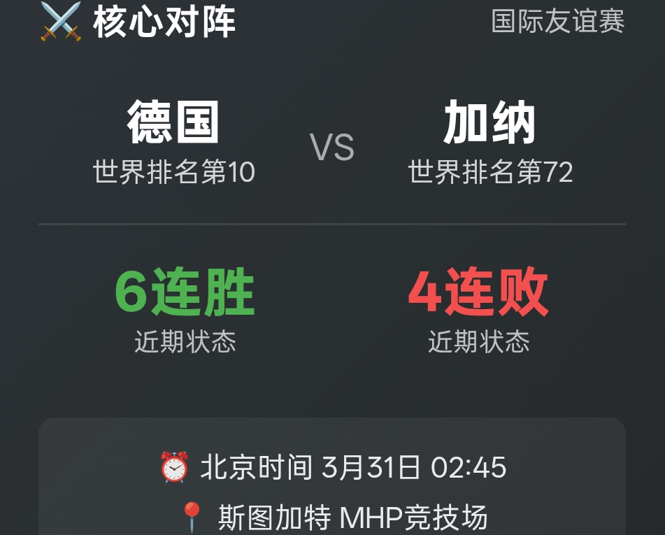 德國加納友誼賽分析_德國隊替補陣容輪換看點_世界杯加納隊歷史數ju