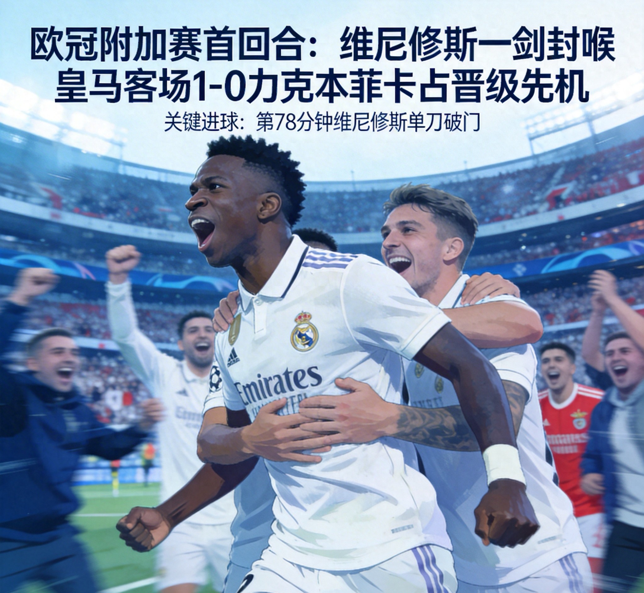 歐冠附加賽首回合：維尼修斯一劍封喉 皇馬客場1-0力克本菲卡