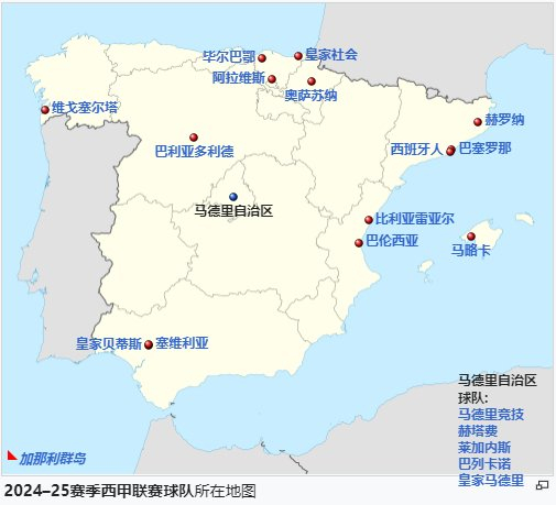 西甲地理格局：馬德里坐擁5強 這1隊路途奔波